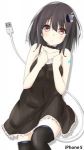  Score: 61 Tags: anthropomorphism,apple,bare shoulders,black dress,black hair,black thighhighs,blush,dress,fruit,girl,hair ornament,iphone,kudrove,light erotic,looking at viewer,original,red eyes,short hair,simple background,single,symbol-shaped pupils,tall image,thighhighs,usb,white