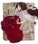  Score: 26 Tags:  black hair blood c frame girl glasses katana kisaragi saya long hair miko mizo red eyes solo tail traditional clothes weapon 