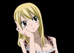  Score: 7 Tags: absurdres,arm support,blonde hair,brown eyes,dress,fairy tail,girl,highres,long hair,lucy heartfilia,meiji405,solo,tattoo,transparent background