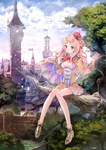  Score: 18 Tags: atelier,atelier meruru,blue eyes,castle,cloud (clouds),crown,dress,flower (flowers),girl,highres,kishida mel,light smile,long hair,looking at viewer,merurulince rede arls,pink hair,sitting,sky,tall image,tree (trees)