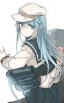 Score: 9 Tags: aqua eyes,aqua hair,black thighhighs,cozyquilt (artist),girl,gun,hibiki destroyer,kantai collection,long hair,looking at viewer,looking back,sailor suit,service cap,simple background,single,tall image,thighhighs,verniy destroyer,weapon,white