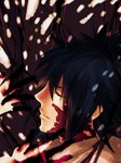  Score: 9 Tags: blood,blue hair,male,naruto,ojyun (artist),profile,red eyes,sharingan,short hair,single,tall image,uchiha sasuke