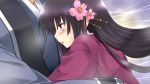  Tags:  black hair blush game cg girl long hair purple eyes sengoku hime widescreen 