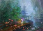  Score: 18 Tags: bird (birds),bridge,couple,east asian architecture,eyes closed,flower (flowers),forest,girl,holding,hrfleur (artist),landscape,lily,long hair,male,purple hair,river,signed,traditional clothes,tree (trees),umbrella,water,waterfall,water lily,white hair