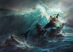 Score: 44 Tags: animal,dehong he (artist),god,horse,magic,people,rain,rock,sea,splashes,storm,water,wave (waves)