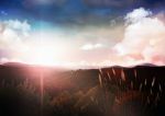  Score: 16 Tags: cloud (clouds),field,highres,hono mochizuki (artist),horizon,mountain,original,sky,sun,sunset