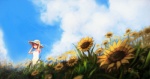  Score: 18 Tags:  brown eyes brown hair cloud (clouds) ekao flower (flowers) girl hagiwara yukiho hat idolmaster landscape short hair sky solo sundress sunflower 