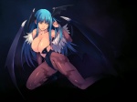  Score: 36 Tags: blue hair,cleavage,demon wings,girl,head wings,huge breasts,light erotic,long hair,morrigan aensland,solo,vampire / darkstalkers (game),wings,yellow eyes