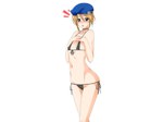  Score: 12 Tags: bare shoulders,beret,bikini,blazblue,blonde hair,blue eyes,blush,ecchi,flat chest,girl,light erotic,looking at viewer,navel,noel vermillion,open mouth,simple background,solo,standing,white