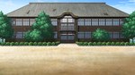  Tags: game cg,highres,house,no people,ojousama wa gokigen naname,road,tree (trees),wide image