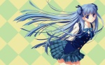  Score: 31 Tags:  absurdres blue_hair blush carnelian highres long_hair para-sol plaid_skirt purple_eyes school_uniform seifuku skirt tartan vest wallpaper widescreen yatabe_noa 