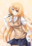  Score: 16 Tags: + +,blonde hair,blush,brown eyes,girl,gloves,kotohane (artist),long hair,looking at viewer,:p,school uniform,shokuhou misaki,single,skirt,smile,tall image,thighhighs,to aru kagaku no railgun,to aru majutsu no index,tongue,white thighhighs