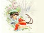 Score: 9 Tags:  animal_ears barefoot brown_eyes brown_hair cat cat_ears cat_tail chen earrings feet gekkan-kurobuta hat jewelry multiple_tails short_hair tail touhou wink 
