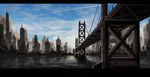  Score: 16 Tags:  absurdres astrokevin_(artist) bridge city cityscape highres original skyscraper water 