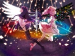  Score: 16 Tags:  2girls akemi homura arrow (arrows) ayaki (pixiv 23156) back to back bow (weapon) collar kaname madoka long hair mahou shoujo madoka magica orange eyes pantyhose pink hair purple eyes purple hair ribbon (ribbons) short hair wings 