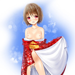  Tags: blush,breasts,brown hair,erotic,girl,japanese clothes,kimono,masturbation,navel,nipples,obi,open mouth,original,red eyes,setona (daice),short hair