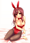 Score: 27 Tags: blush,breasts,brown hair,bunny ears,bunnysuit,ecchi,girl,light erotic,long hair,original,red eyes,single,surume (clavis),tall image
