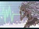  Score: 9 Tags:  girl green eyes grey hair hatsune miku highres long hair microphone open mouth petals rhombus ribbon (ribbons) sansyokutansi singing twintails vocaloid (wire) wires 
