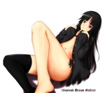  Score: 134 Tags: black hair,black thighhighs,ga-rei zero,girl,illusionk,isayama yomi,legs,light erotic,long hair,looking at viewer,lying,navel,open shirt,purple eyes,simple background,single,white