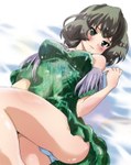  Score: 27 Tags: black hair,blush,dress,girl,half umi,heterochromia,idolmaster,light erotic,lying,panties,short hair,single,takagaki kaede,tall image