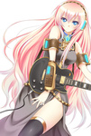  Score: 26 Tags: absurdres,bare shoulders,blue eyes,dansa,girl,guitar,headphones,highres,long hair,megurine luka,pink hair,simple background,single,tall image,vest,vocaloid,white