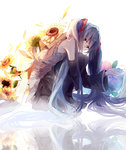  Score: 93 Tags: aqua eyes,aqua hair,detached sleeves,flower (flowers),girl,hair ornament,hatsune miku,long hair,looking at viewer,reflection,single,sitting,skirt,tall image,twintails,very long hair,vocaloid,yoisy