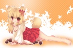  Score: 8 Tags:  animal_ears bell blonde_hair cleavage duji_amo foxgirl girl hair_flower hair_ornament leaves red_eyes tail 