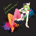  Score: 44 Tags: arms behind head,bare shoulders,cleavage,france,girl,green hair,gumi,hair ornament,happy birthday,hat,inscription,light erotic,looking at viewer,multicolored,nail polish,name characters,pink eyes,shoes,short hair,shorts,single,smile,tattoo,thighhighs,vocaloid