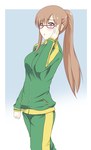  Score: 45 Tags: aoyama nanami,blush,brown eyes,brown hair,girl,glasses,gym uniform,long hair,ponytail,sakura-sou no pet na kanojo,single,tall image