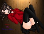  Score: 18 Tags: black hair,black thighhighs,blue eyes,fate (series),fate/stay night,girl,light erotic,long hair,lying,pantyshot,photoshop,thighhighs,toosaka rin