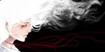  Score: 27 Tags: aiki-ame,black,blood,girl,long hair,pink eyes,profile,red thread,simple background,single,white hair,wide image
