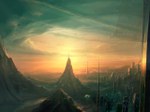  Score: 27 Tags:  ANTIFAN_REAL_(artist) city mountain original sci-fi sky sunset 