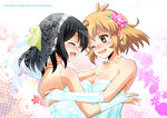  Score: 9 Tags: 2girls,bare shoulders,black hair,blush,brown eyes,brown hair,detached sleeves,dress,eyes closed,flower (flowers),girls,hair flower,highres,hinahime,kohinata miku,open mouth,senki zesshou symphogear,short hair,tachibana hibiki,wedding,wedding dress,wedding veil,wink