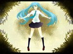  Score: 9 Tags: aqua hair,black socks,chaos966,girl,hatsune miku,long hair,necktie,no face,shirt,skirt,solo,spread arms,twintails,vocaloid