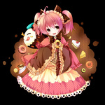  Score: 18 Tags: charlotte (madoka magica),doughnut,dress,girl,hair bow,mahou shoujo madoka magica,open mouth,pink eyes,pink hair,short hair,short twintails,solo,sweets,twintails