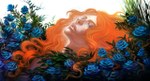  Score: 4 Tags: anndr (artist),blue rose,eyes closed,face,flower (flowers),long hair,lying,male,myar,orange hair,rose (roses),single,wavy hair,wide image,windside: necromance