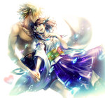  Score: 35 Tags: bare shoulders,blonde hair,bow,brown hair,couple,final fantasy,final fantasy x,girl,heart,heterochromia,holding hands,male,necklace,open mouth,ria (pixiv),shirtless,short hair,skirt,spiky hair,tidus,topless,yuna