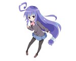  Score: 18 Tags: acchi kocchi,ahoge,blush,girl,miniwa tsumiki,purple eyes,purple hair,school uniform,simple background,skirt,solo,sweater,very long hair,white