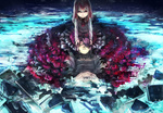  Score: 71 Tags: eve (Ib),eyes closed,flower (flowers),fringe,garry (Ib),hair over one eye,highres,Ib (game),kina (cocco),looking at viewer,purple hair,red eyes,red hair,ribbon (ribbons),rose (roses),shirt,skirt