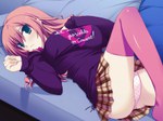  Tags: game cg,girl,green eyes,light erotic,long hair,lying,ore no tsure wa hito de nashi (game),panties,red hair,sofa,thighhighs