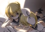  Score: 9 Tags: black socks,blonde hair,blue eyes,blush,eyes closed,girl,hair bow,kagamine len,kagamine rin,male,short hair,sleeping,vocaloid