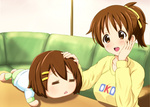 Score: 9 Tags: blush,brown eyes,brown hair,diesel-turbo (artist),girl,hair ribbon,hirasawa ui,hirasawa yui,k-on!,open mouth,short hair,sofa,stuffed animal
