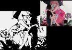  Score: 9 Tags: 2girls,adventure time,almost kiss,bare shoulders,black,black hair,blonde hair,couple,dress,flower (flowers),girl,hug,long hair,marceline (adventure time),monochrome,pale skin,pink eyes,princess bubblegum (adventure time),rose (roses),simple background,umbrella,vampire,zoom layer