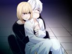 Rating: q Score: 16 Tags: akane_(company) blonde_hair blue_eyes blush death_note mello near open_clothes open_shirt sweat white_hair yaoi