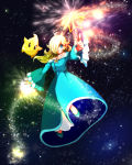 Rating: s Score: 25 Tags: 1girl blonde_hair blue_eyes chiko_(mario) crown dress earrings female hair_over_one_eye long_hair mario_(series) nail_polish rosalina_(mario) space stars super_mario_bros. super_mario_galaxy super_smash_bros. wand