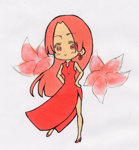 Rating: s Score: 2 Tags: 1girl boa_hancock chibi china_dress chinese_clothes dress earrings female flower high_heels jewelry long_hair one_piece red red_dress shoes side_slit simple_background solo standing