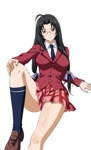 Rating: s Tags: black_hair glasses ikkitousen kaku_bunwa long_hair school_uniform solo