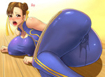 Rating: q Score: 99 Tags: ass blush breasts brown_eyes brown_hair cameltoe capcom chun-li huge_ass huge_breasts lying open_mouth pussy_juice saliva shiny shiny_clothes street_fighter street_fighter_zero sweat tenji unitard