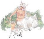 Rating: q Tags: 1boy 1girl aaron_sanchez animal_ears blue_eyes breasts centauroid child deer happy horse_ears long_hair monster_girl mother_and_son nipples nude original smile white_hair