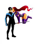 Rating: s Score: 1 Tags:   art-gem black_hair cheek_kiss dc_comics dick_grayson floating kiss nightwing orange_skin red_hair staff starfire surprised teen_titans